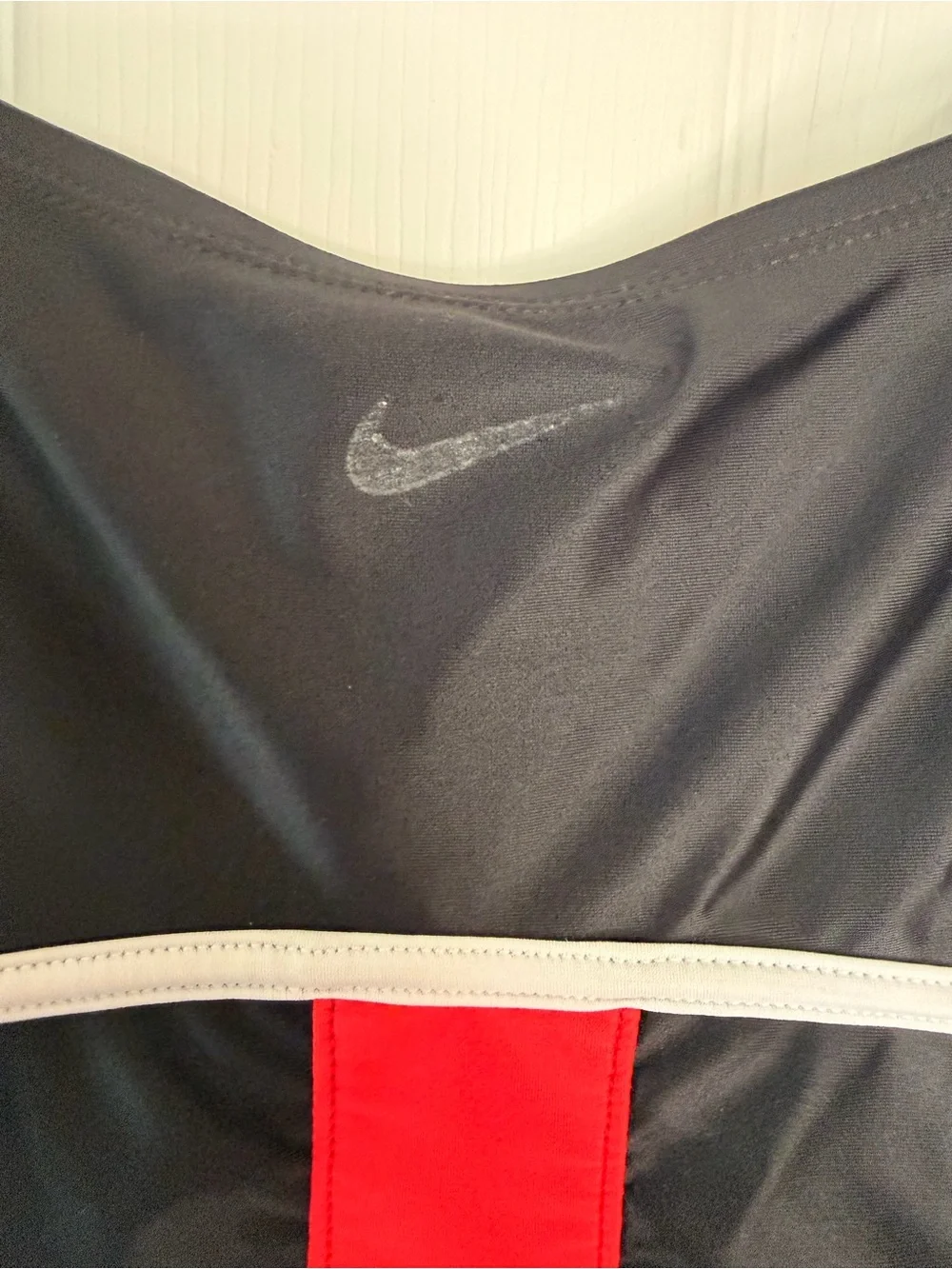 Vintage Nike Black Athletic Dress with Red Center Panel and White Trim
